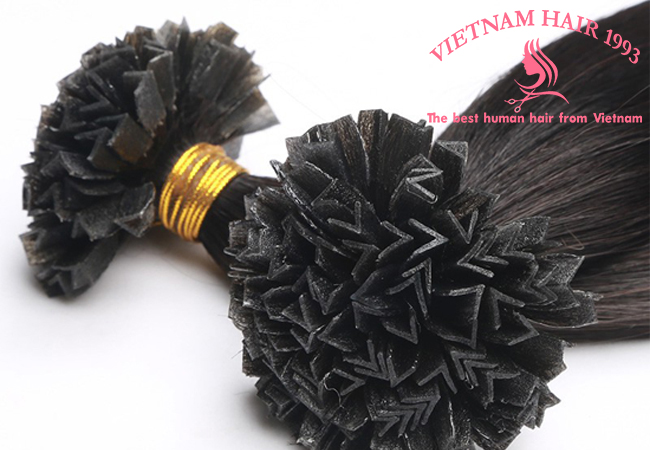 V tip hair extensions black natural