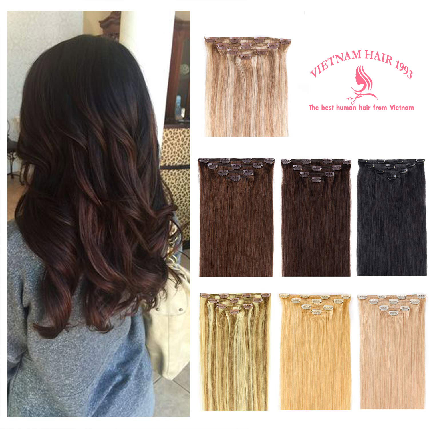 wholesale clip in hair extensions light color