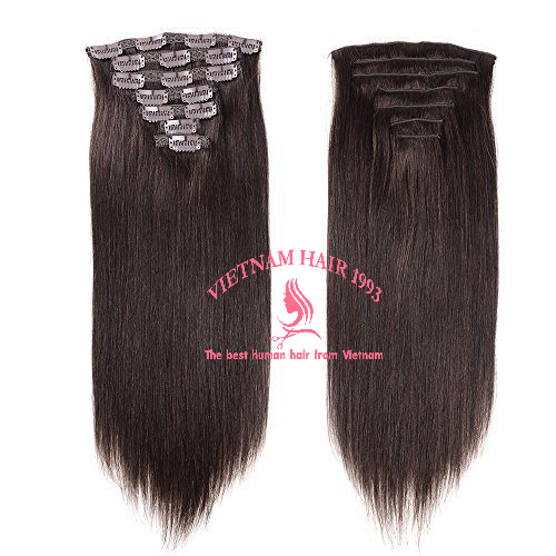 vietnam-Hair-Extension-Dark-Brown-Color-Clip-in-Human-Hair-Extension clip in hair extensions